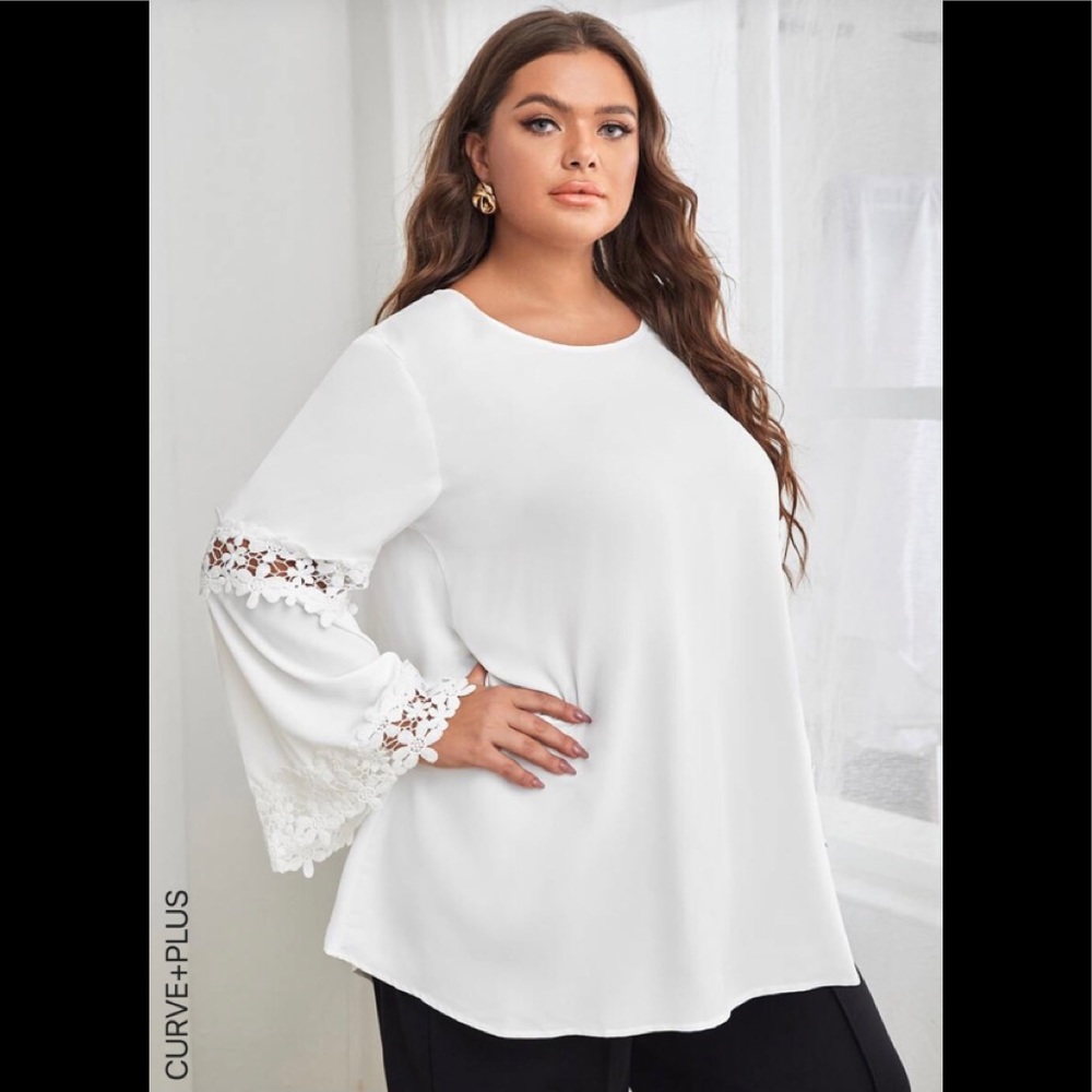 White blouse with lace trim